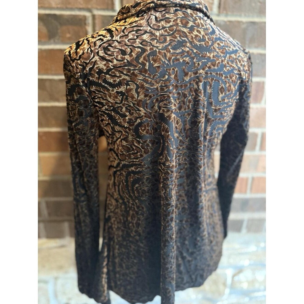 Sno Skins Small Burnout Velvet Blouse Cheetah Animal Print Brown Black Excellent - Picture 5 of 10